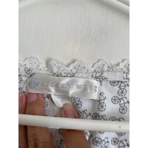 Eileen West sleeveless knee length nightgown pleated white bicycles cotton Small - Picture 5 of 7